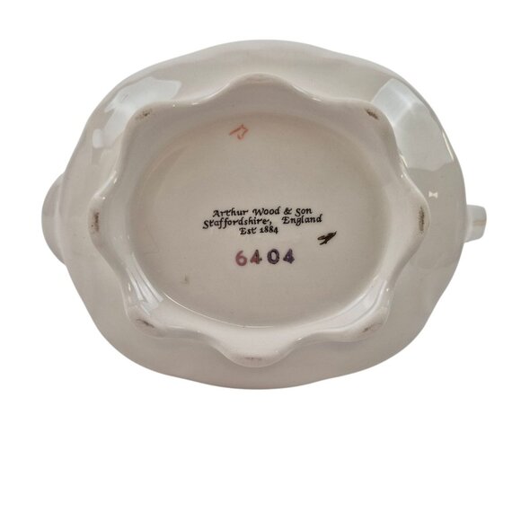 Arthur Wood And Son Teapot Porcelain Floral Gold Trim Staffordshire England 6404 - Picture 5 of 10